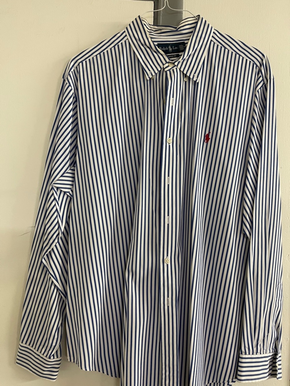 Ralph Lauren Navy & White Vertical Stripe Button-Up Shirt